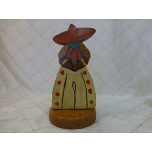 Mexican Inspired Wood Folk Art  made in Canada Man in Sombrero